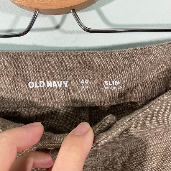 Old Navy Men Brown Linen Blend Slim Fit Short Size 44 Tall NWT - Picture 6 of 8